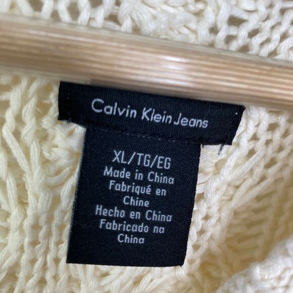 Calvin Klein Cream Shawl Collar Knit Long Sleeve Sweater Women's Size X-Large XL - Picture 6 of 10